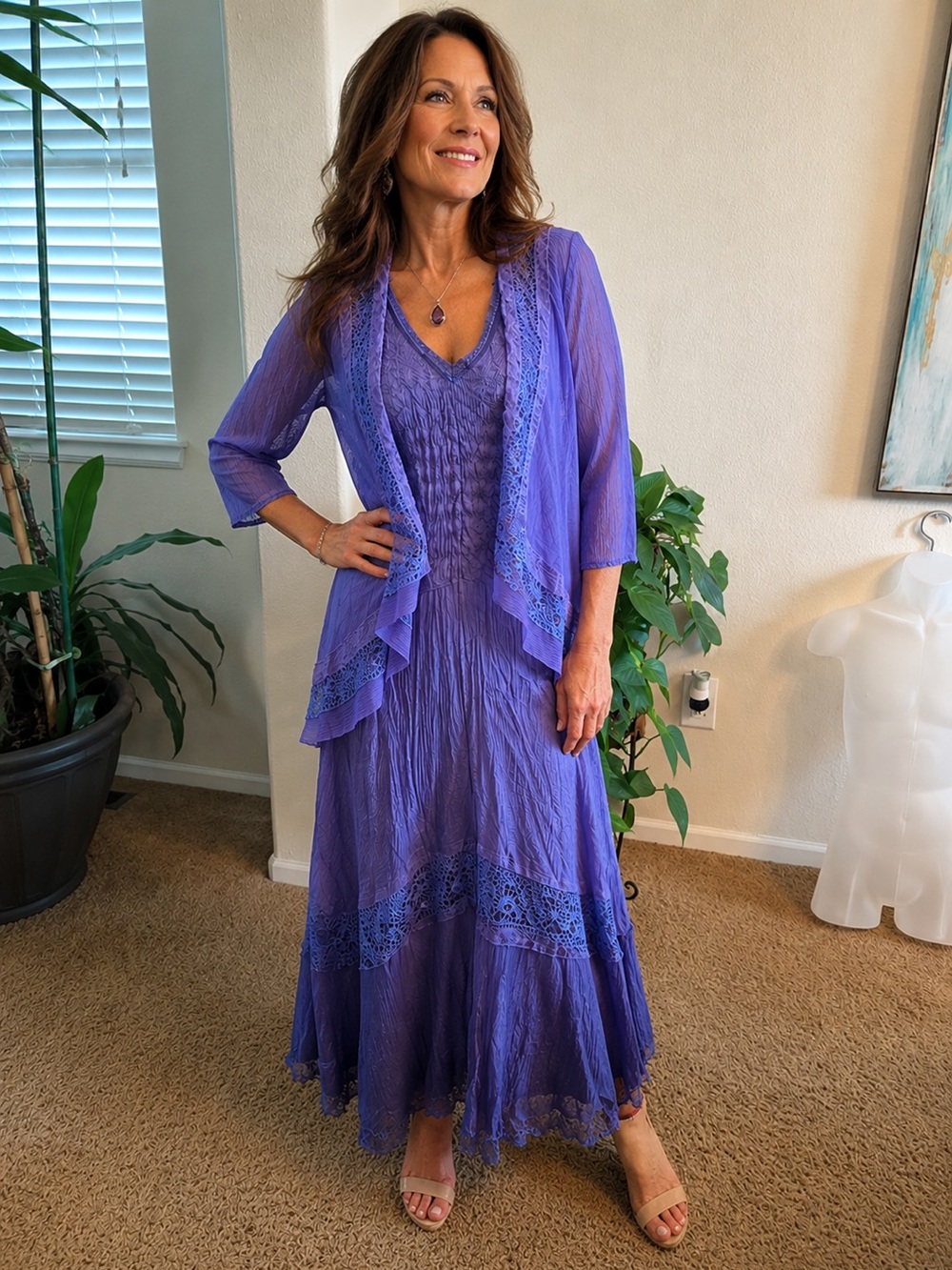 NWT Elegant Sleeveless Lavender V-Neck Dress and Jacket.